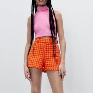 Zara orange checkered short